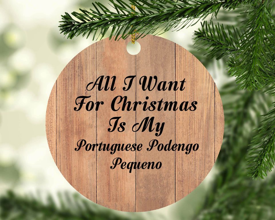 All I Want For Christmas Is My Portuguese Podengo Pequeno - Circle Ornament C