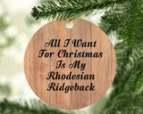 All I Want For Christmas Is My Rhodesian Ridgeback - Circle Ornament C
