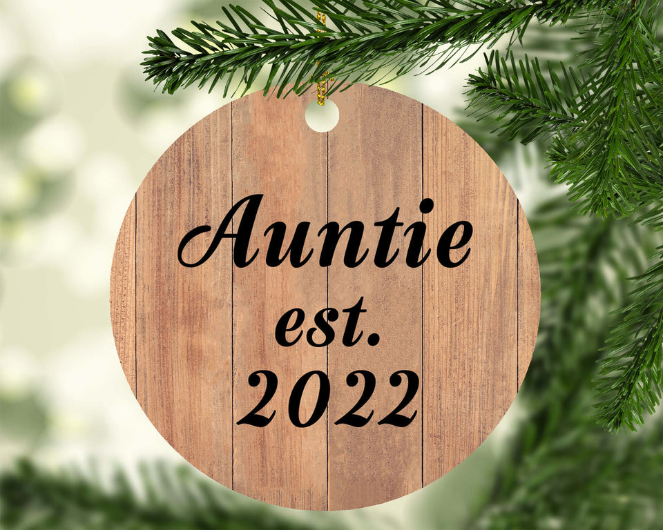 Auntie Established EST. 2022 - Circle Ornament C