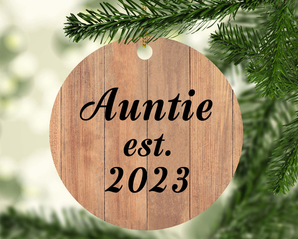 Auntie Established EST. 2023 - Circle Ornament C