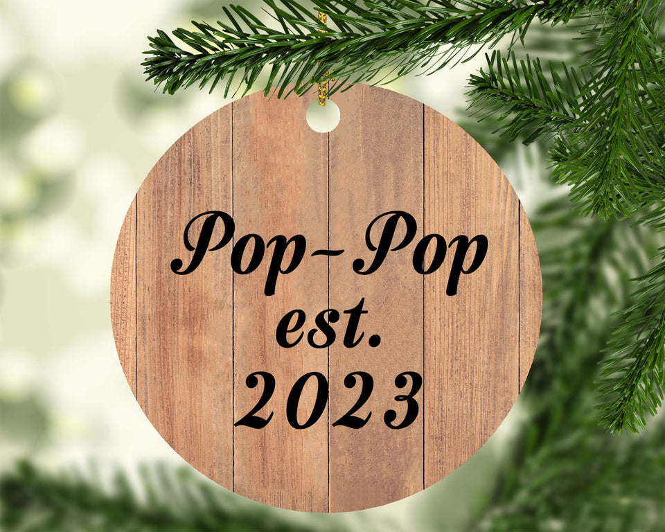 Pop-Pop Established EST. 2023 - Circle Ornament C