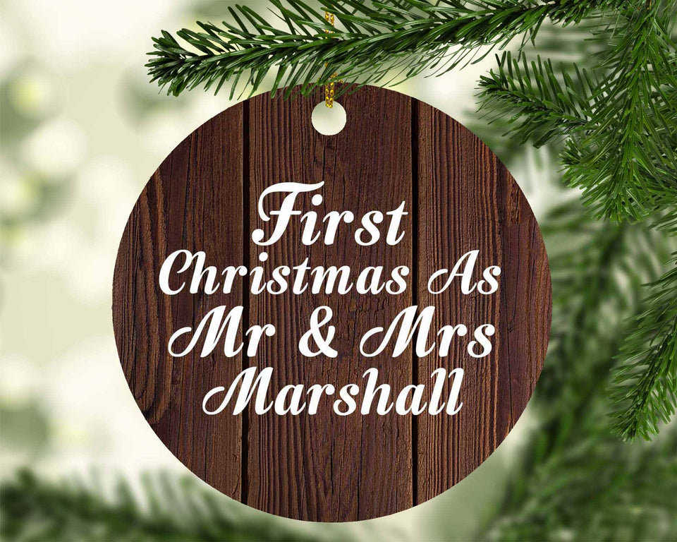 First Christmas As Mr & Mrs Marshall - Circle Ornament D