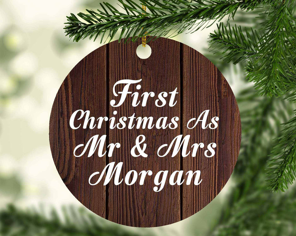 First Christmas As Mr & Mrs Morgan - Circle Ornament D