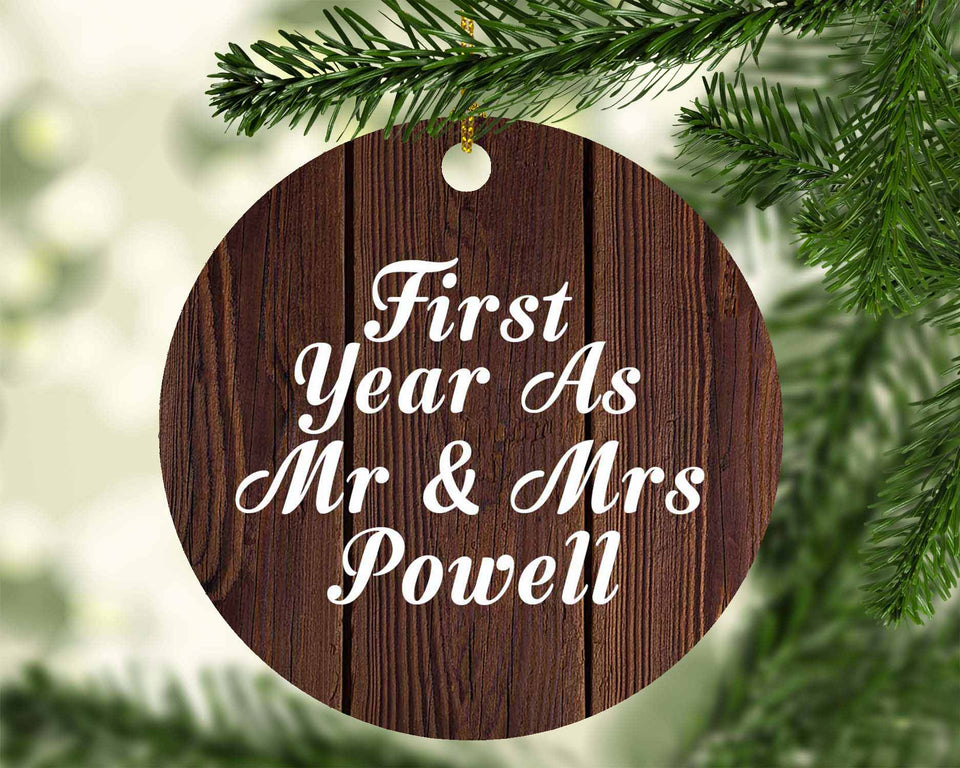 First Year As Mr & Mrs Powell - Circle Ornament D