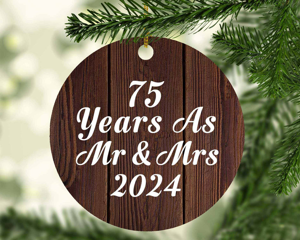 75th Anniversary 75 Years As Mr & Mrs 2024 - Circle Ornament D
