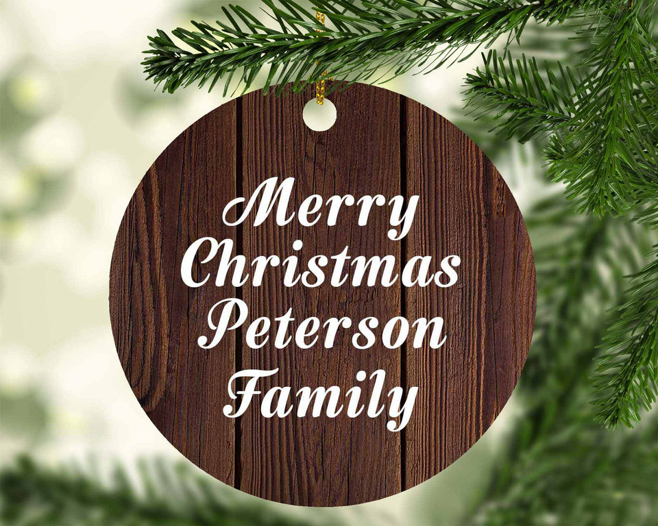 Merry Christmas Peterson Family - Circle Ornament D