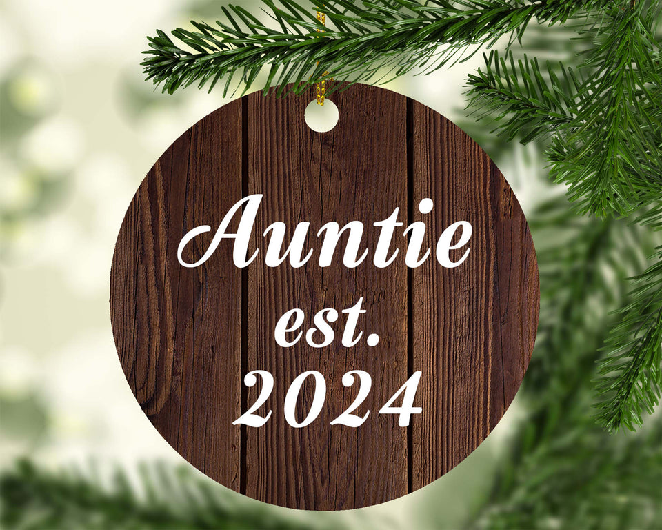 Auntie Established EST. 2024 - Circle Ornament D