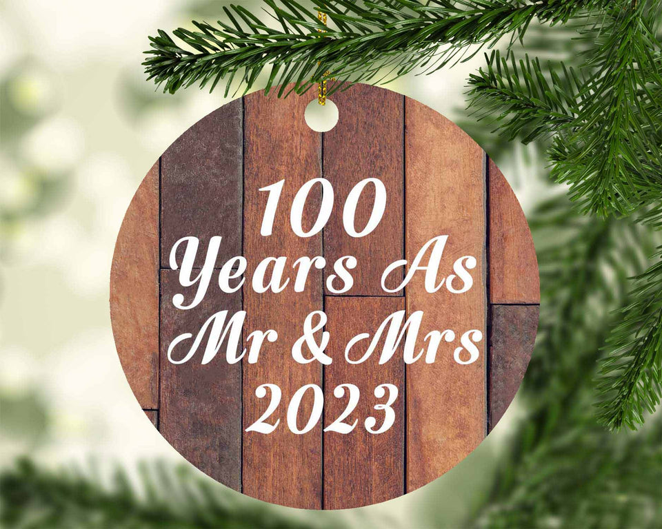 100th Anniversary 100 Years As Mr & Mrs 2023 - Circle Ornament E