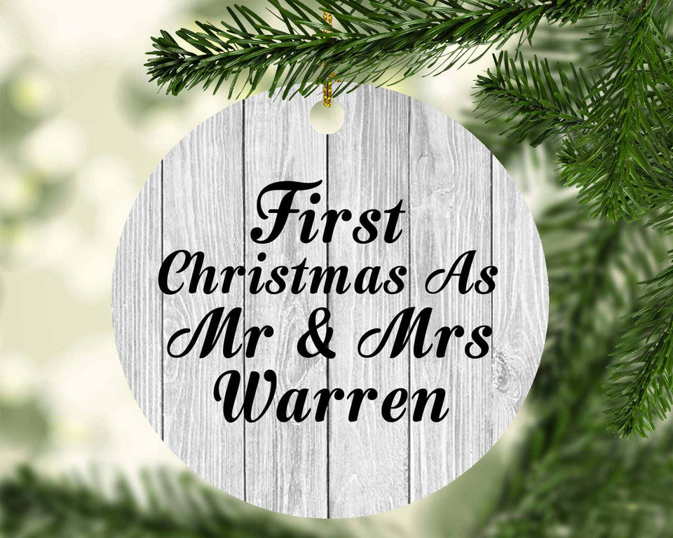 First Christmas As Mr & Mrs Warren - Circle Ornament F
