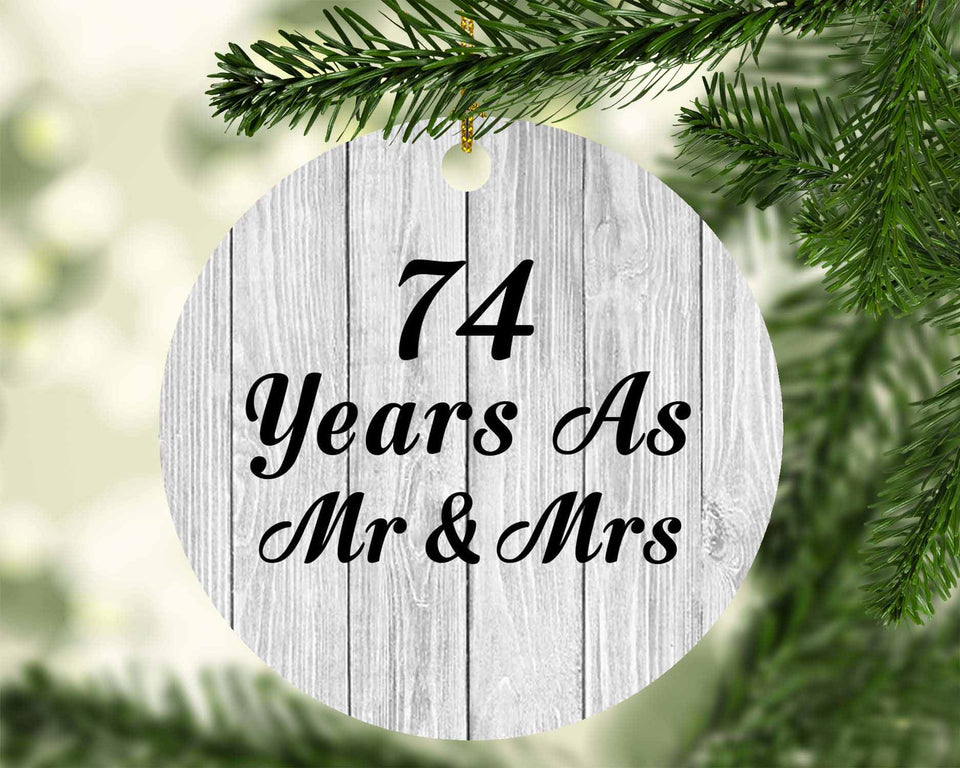 74th Anniversary 74 Years As Mr & Mrs - Circle Ornament F