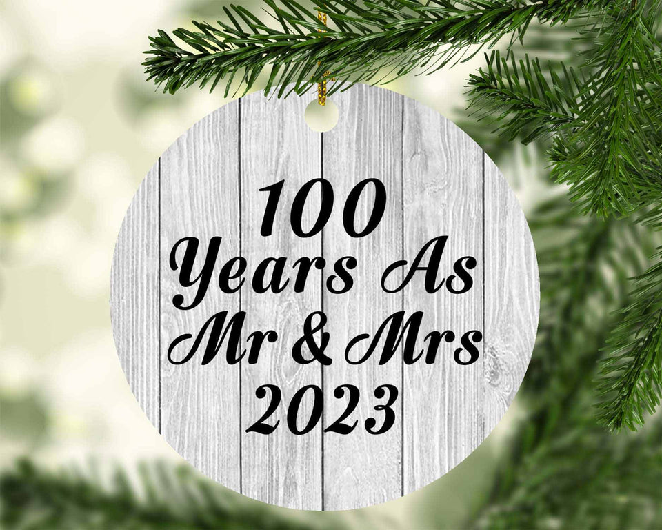 100th Anniversary 100 Years As Mr & Mrs 2023 - Circle Ornament F