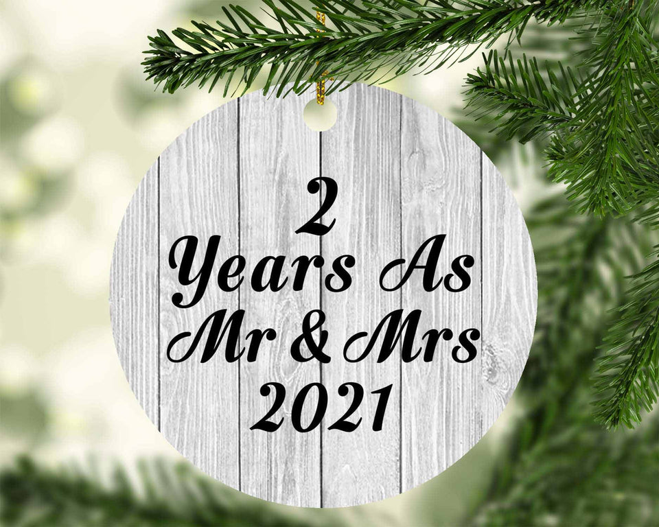 2nd Anniversary 2 Years As Mr & Mrs 2021 - Circle Ornament F