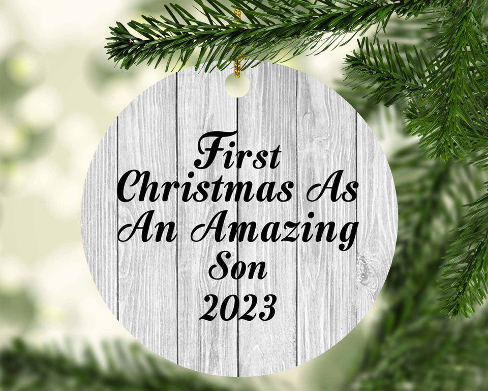 First Christmas As An Amazing Son 2023 - Circle Ornament F