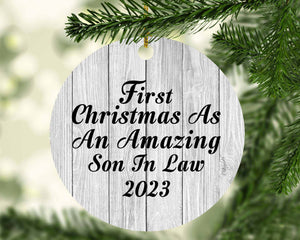 First Christmas As An Amazing Son In Law 2023 - Circle Ornament F