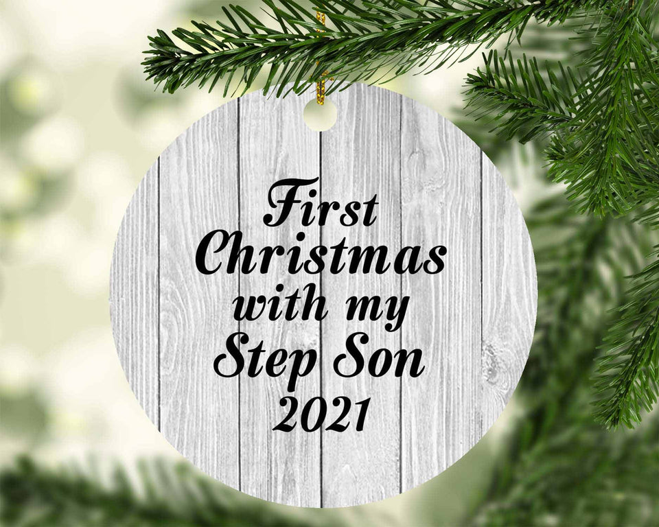 First Christmas With My Step Son 2021 - Circle Ornament F