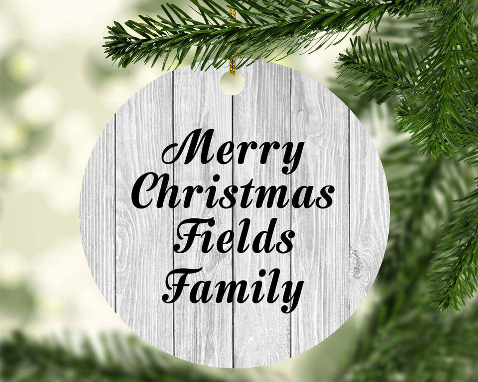 Merry Christmas Fields Family - Circle Ornament F