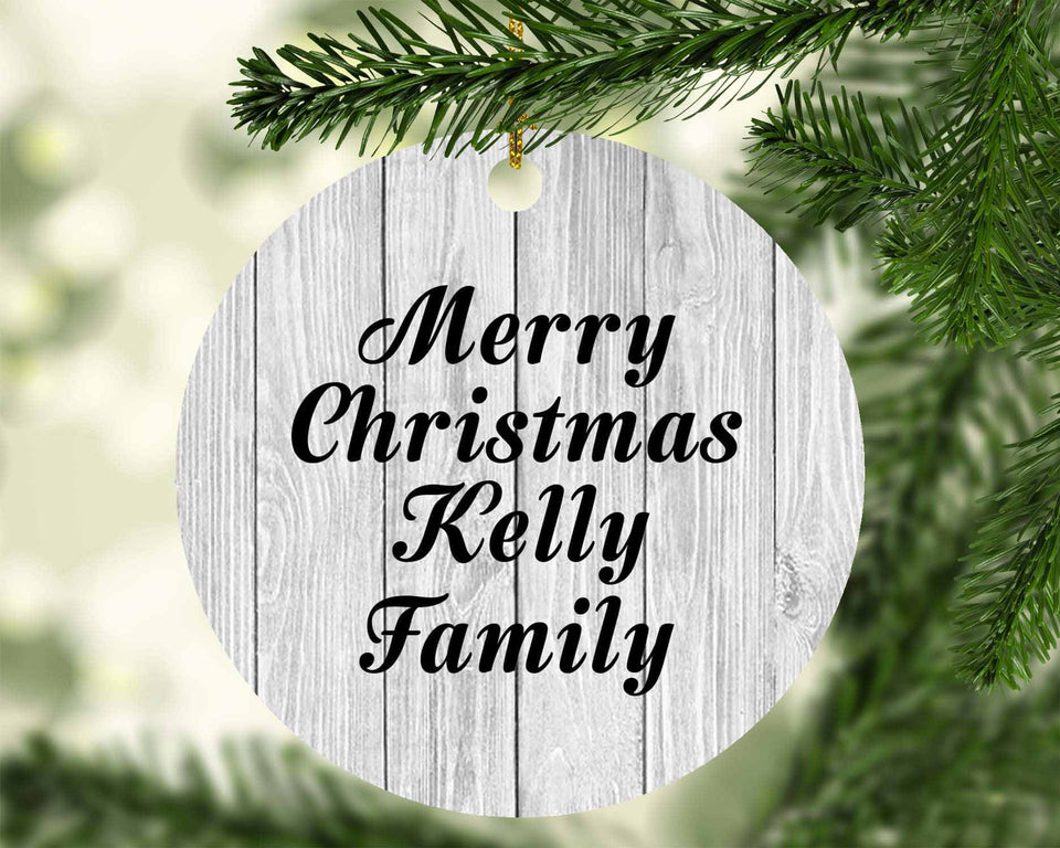 Merry Christmas Kelly Family - Circle Ornament F