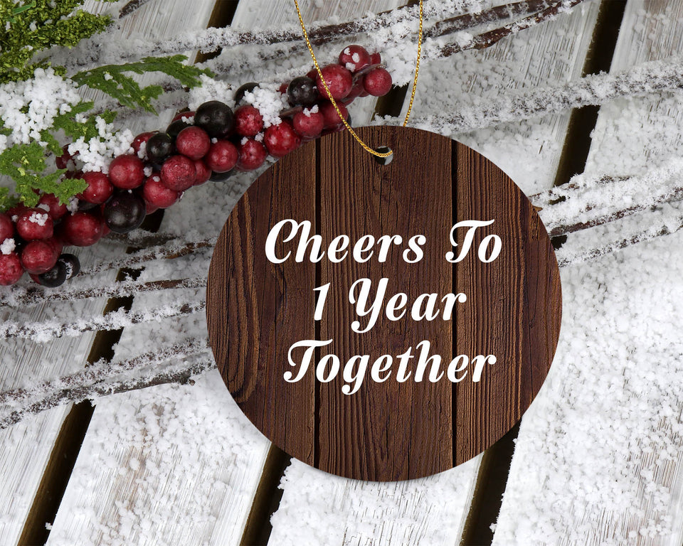 1st Anniversary Cheers To 1 Year Together - Circle Ornament D