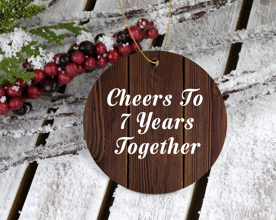 7th Anniversary Cheers To 7 Years Together - Circle Ornament D