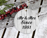 43rd Anniversary Mr & Mrs Since 1981 - Circle Ornament F