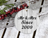 15th Anniversary Mr & Mrs Since 2009 - Circle Ornament F