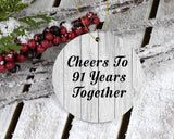 91st Anniversary Cheers To 91 Years Together - Circle Ornament F