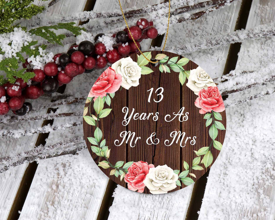 13th Anniversary 13 Years As Mr & Mrs - Circle Ornament A