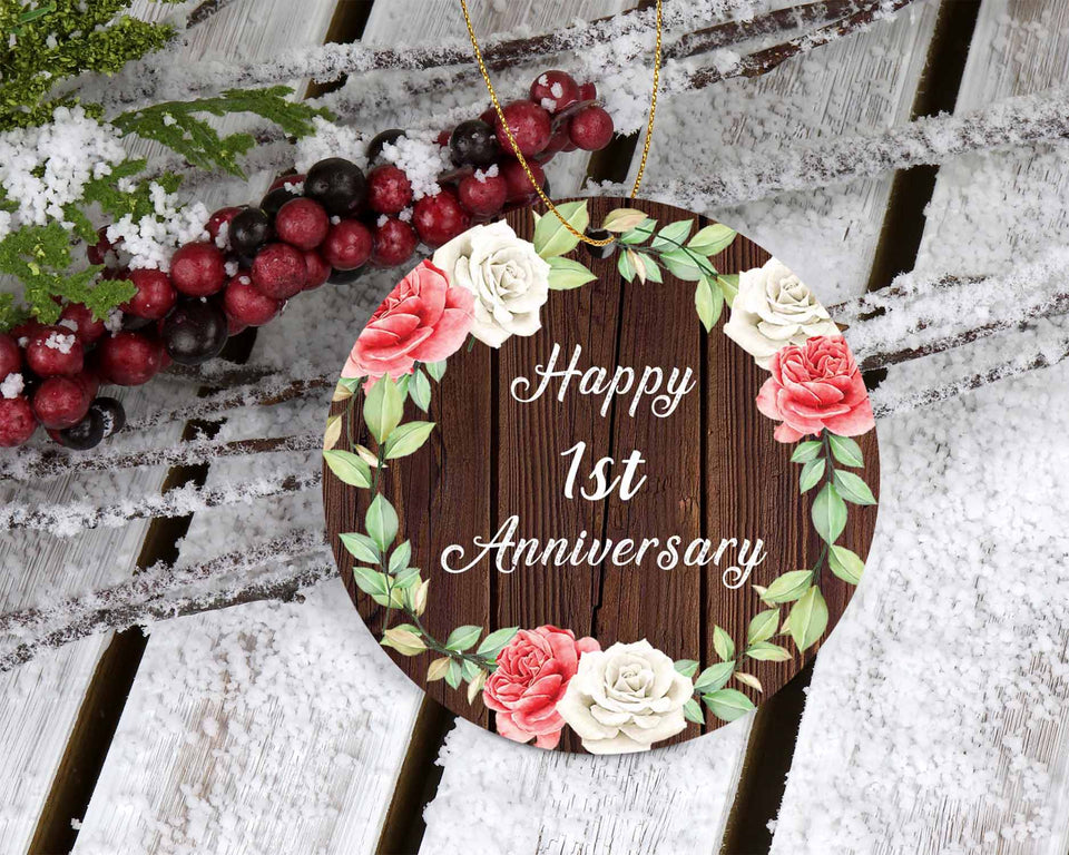 Happy 1st Anniversary - Circle Ornament A