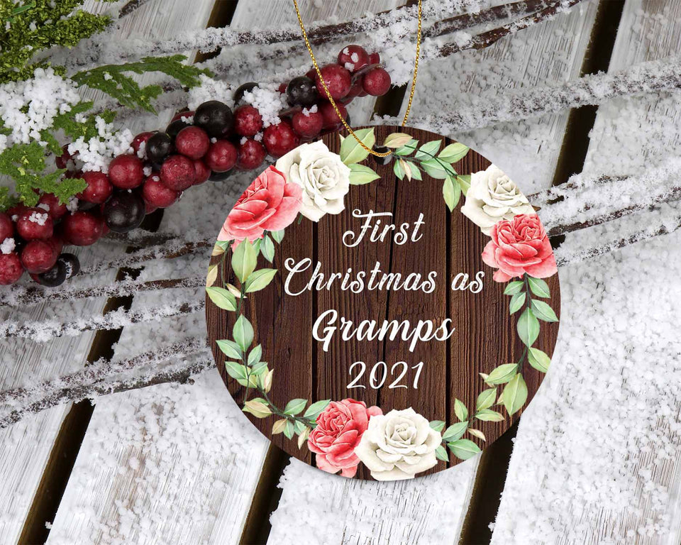 First Christmas As Gramps 2021 - Circle Ornament A