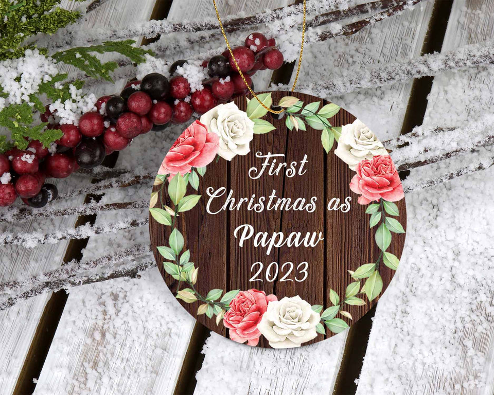 First Christmas As Papaw 2023 - Circle Ornament A