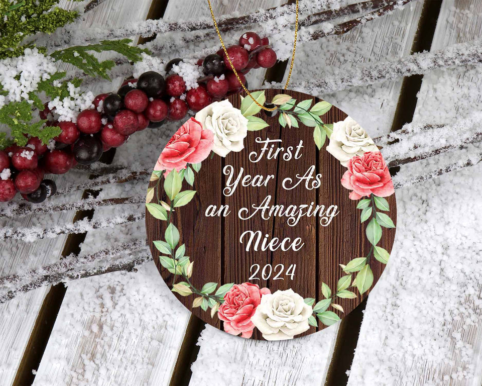 First Year As An Amazing Niece 2024 - Circle Ornament A