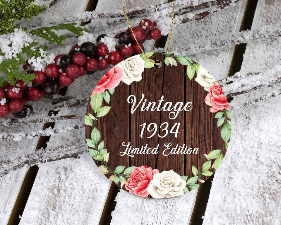 90th Birthday Vintage 1934 Limited Edition - Circle Ornament A
