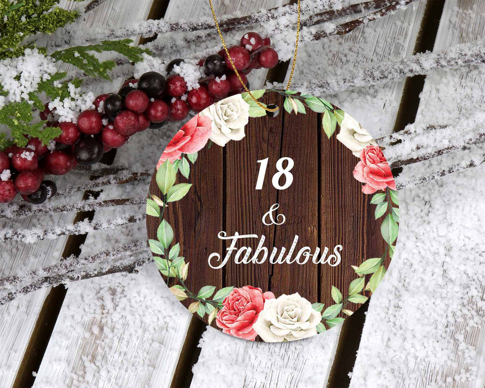 18th Birthday 18 & Fabulous - Circle Ornament A