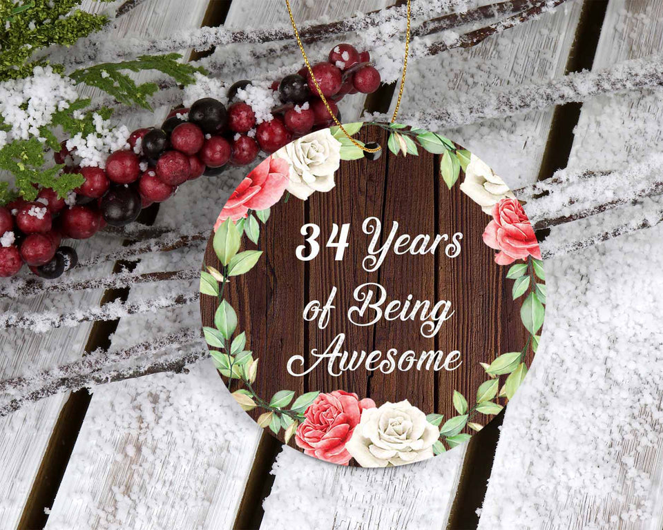 34th Birthday 34 Years Of Being Awesome - Circle Ornament A