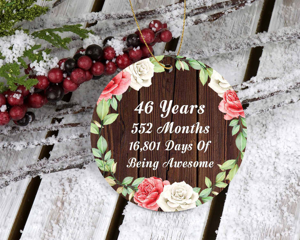 46th Birthday 46 Years 552 Months 16,801 Days Of Awesome - Circle Ornament A