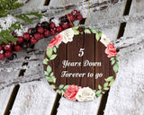 5th Anniversary 5 Years Down Forever to Go - Circle Ornament A