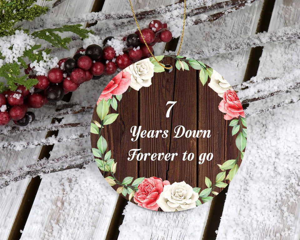 7th Anniversary 7 Years Down Forever to Go - Circle Ornament A
