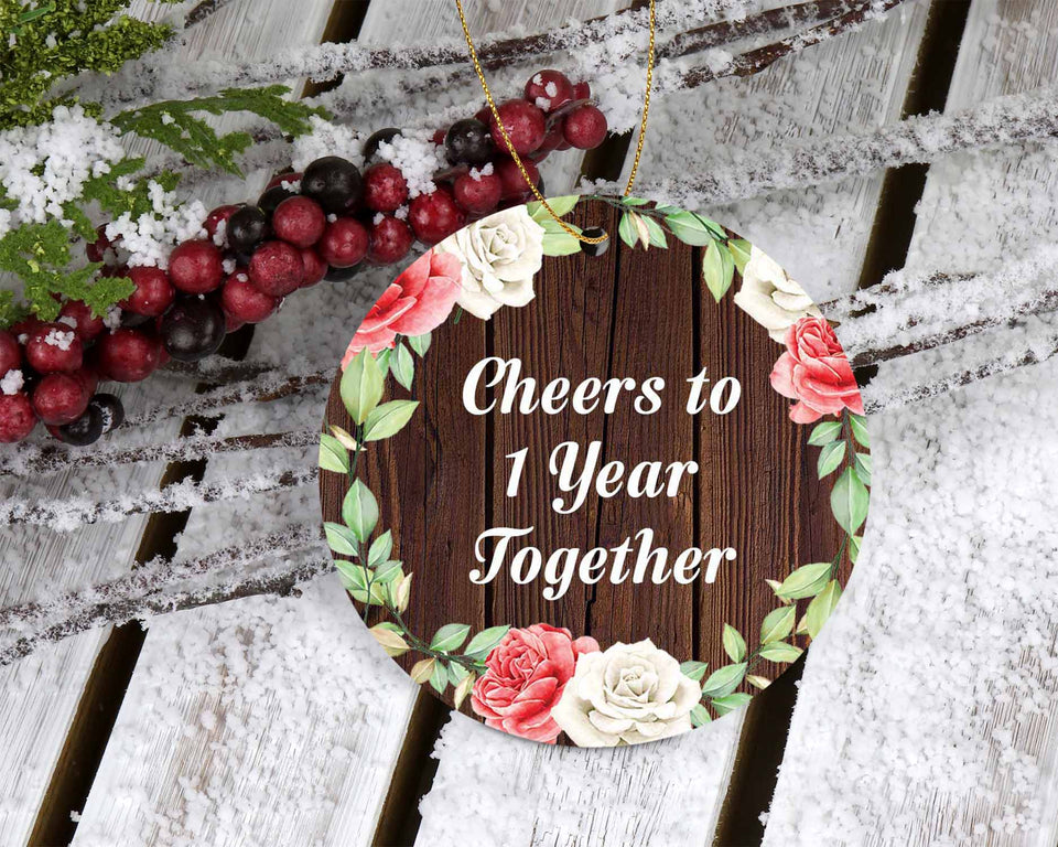 1st Anniversary Cheers To 1 Year Together - Circle Ornament A