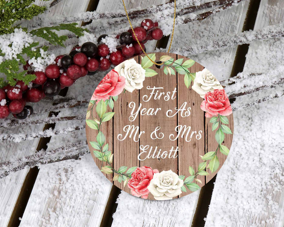 First Year As Mr & Mrs Elliott - Circle Ornament B