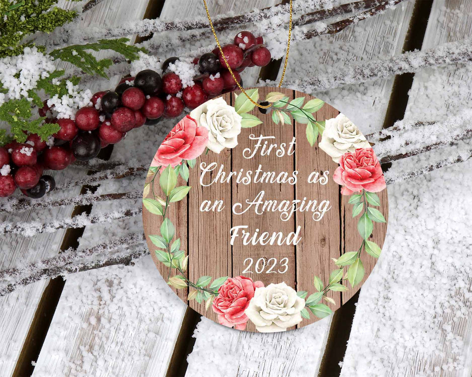 First Christmas As an Amazing Friend 2023 - Circle Ornament B