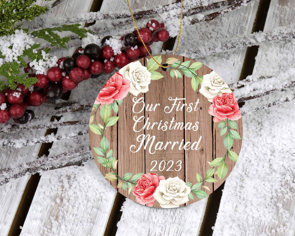 Our First Christmas Married 2023 - Circle Ornament B