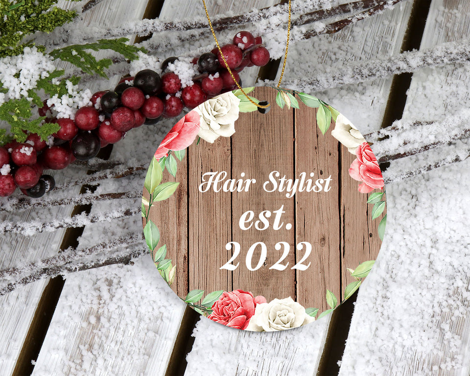 Hair Stylist Established Est. 2022 - Circle Ornament B