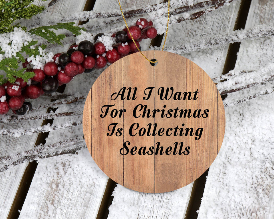 All I Want For Christmas Is Collecting Seashells - Circle Ornament C