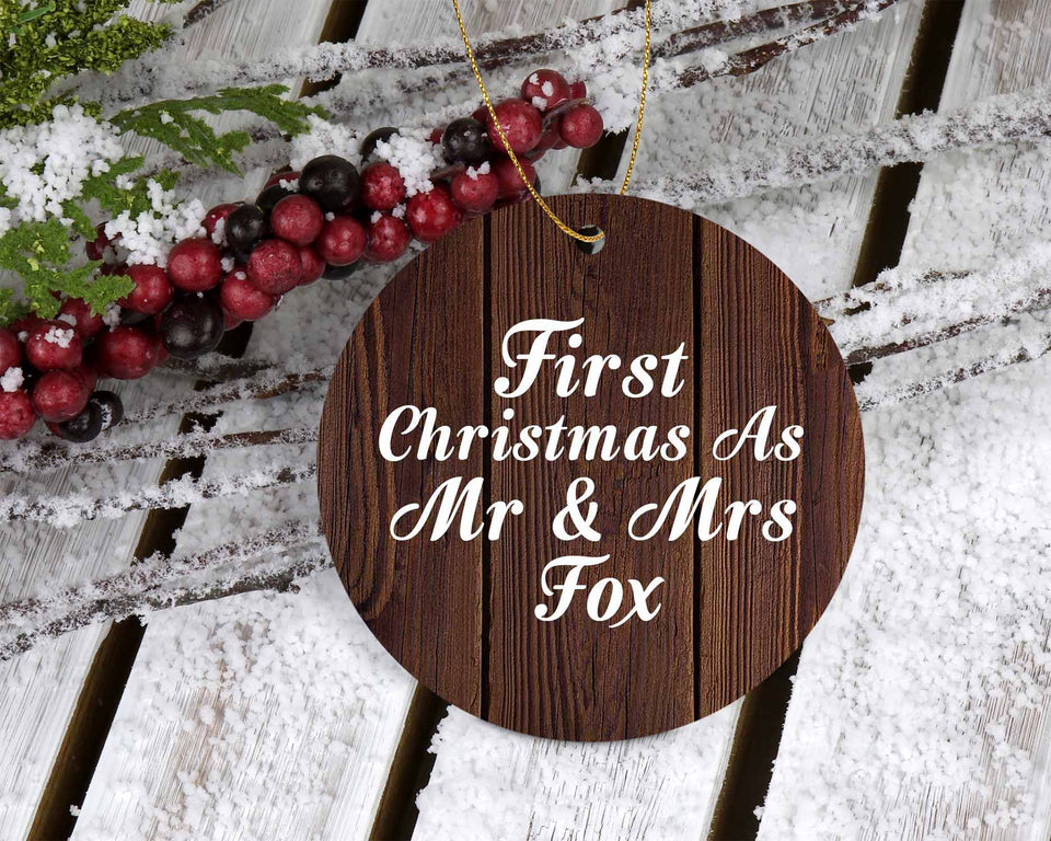 First Christmas As Mr & Mrs Fox - Circle Ornament D