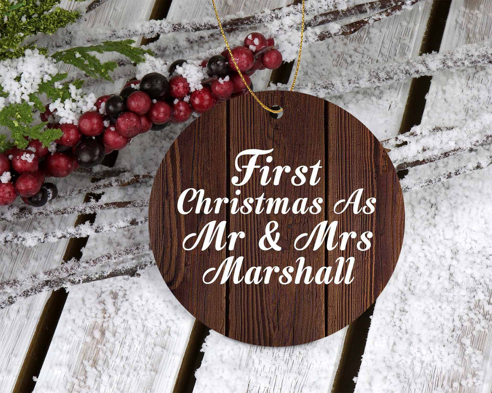 First Christmas As Mr & Mrs Marshall - Circle Ornament D