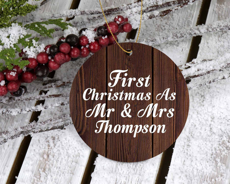 First Christmas As Mr & Mrs Thompson - Circle Ornament D