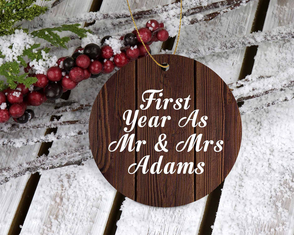 First Year As Mr & Mrs Adams - Circle Ornament D
