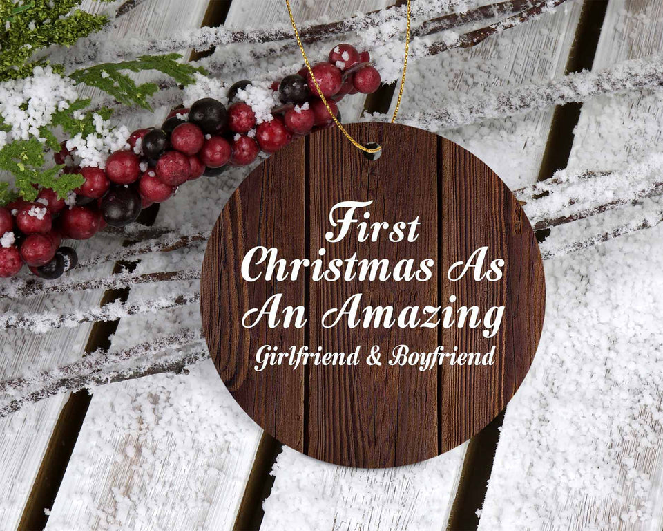 First Christmas As An Amazing Girlfriend & Boyfriend - Circle Ornament D