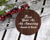 First Year As An Amazing Auntie & Uncle - Circle Ornament D