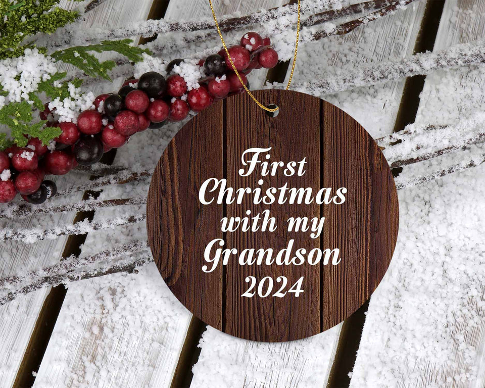 First Christmas With My Grandson 2024 - Circle Ornament D